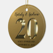 Metallic golden 20. Hochzeitstag Keramik Ornament (Links)