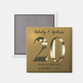 Metallic golden 20. Hochzeitstag Magnet (Vorderseite/Rückseite)