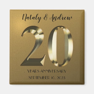 Metallic golden 20. Hochzeitstag Magnet