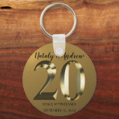 Metallic golden 20. Hochzeitstag Schlüsselanhänger (Rückseite)
