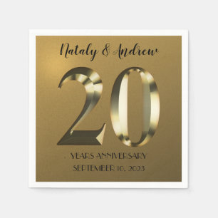 Metallic golden 20. Hochzeitstag Serviette