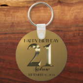 Metallic golden 21. Geburtstag Schlüsselanhänger (Vorderseite)