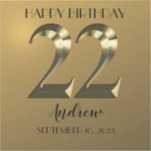 Metallic golden 22. Geburtstag Aufkleber (Vorderseite)