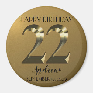 Metallic golden 22. Geburtstag Magnet
