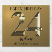 Metallic golden 24. Geburtstag Sparkling Weinlabel Schaumweinetikett (Einzelnes Label)