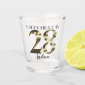 Metallic golden 28. Geburtstag Schnapsglas (Vorderseite)