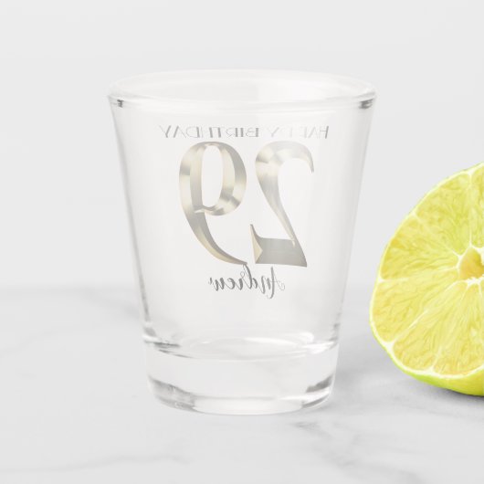 Metallic golden 29. Geburtstag Schnapsglas (Rückseite)