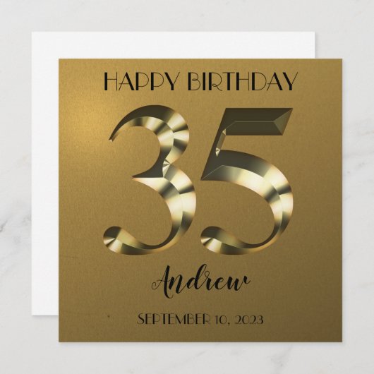 Metallic golden 35. Geburtstag (Vorne/Hinten)