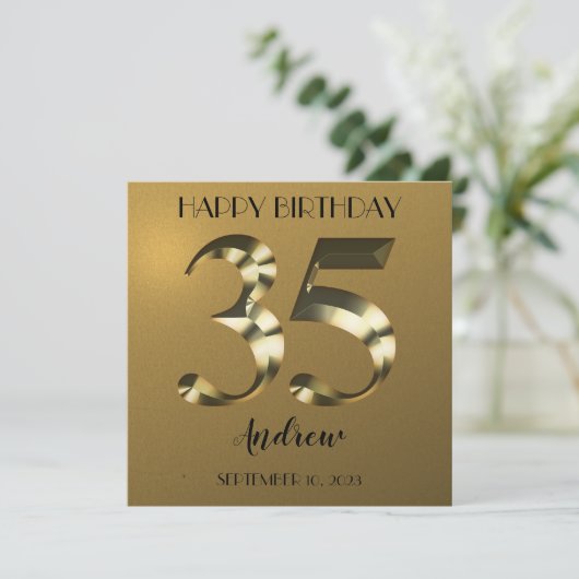 Metallic golden 35. Geburtstag (Stehend Vorderseite)