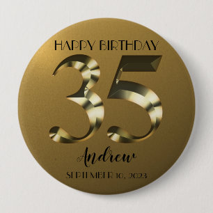 Metallic golden 35. Geburtstag Button