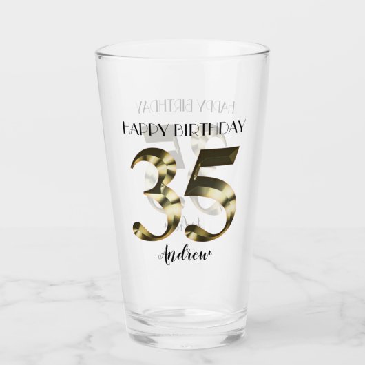 Metallic golden 35. Geburtstag Glas (Vorderseite)
