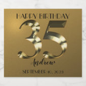 Metallic golden 35. Geburtstag Schaumweinetikett (Einzelnes Label)