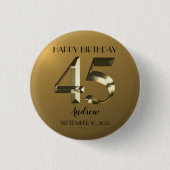 Metallic golden 45. Geburtstag Button (Vorderseite)