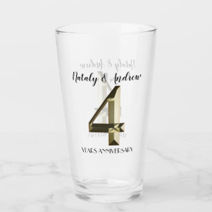 Metallic golden 4. Hochzeitstag Glas