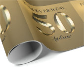 Metallic golden 50. Geburtstag Geschenkpapier (Rolleneckpunkt)