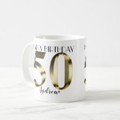 Metallic golden 50. Geburtstag Kaffeetasse (Vorderseite Links)