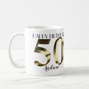 Metallic golden 50. Geburtstag Kaffeetasse