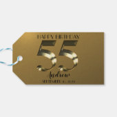 Metallic golden 55. Geburtstag Geschenkanhänger (Rückseite Horizontal)