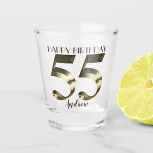 Metallic golden 55. Geburtstag Schnapsglas