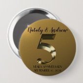 Metallic golden 5. Hochzeitstag Button (Vorne & Hinten)
