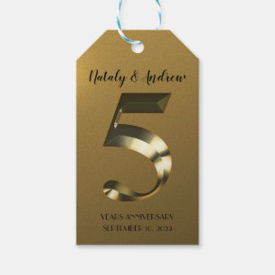 Metallic golden 5. Hochzeitstag Geschenkanhänger