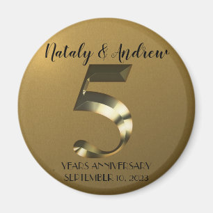 Metallic golden 5. Hochzeitstag Magnet