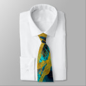 Metallic Golden Blue Textures Krawatte (Gebunden)