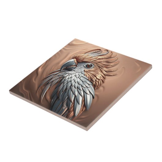 Metallic Golden Silver Embossed Cockatoo Parrot  Fliese (Seite)