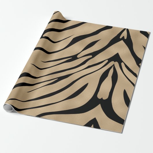 Metallic Golden Zebra Pattern Geschenkpapier (Ungerollt)