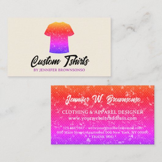 Metallic gradient T Shirt Print Clothing Apparel Visitenkarte (Vorne/Hinten)