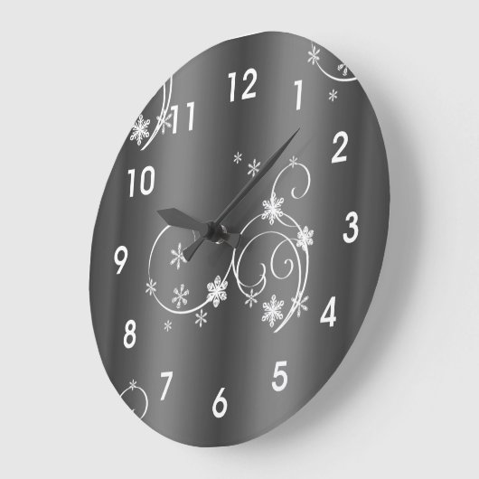 Metallic Gray Christmas Große Wanduhr (Winkel)