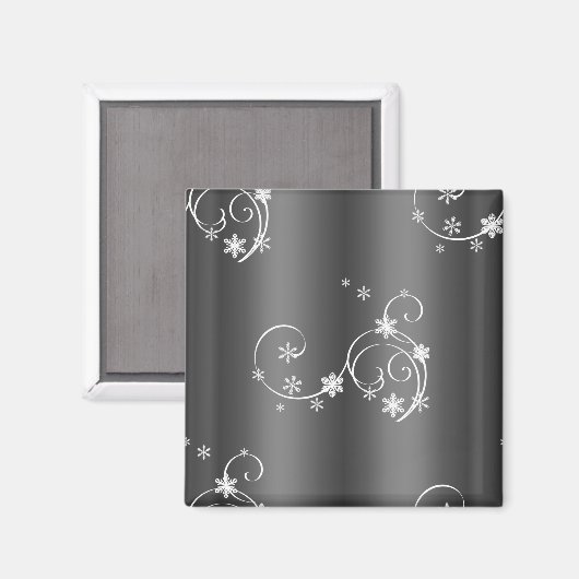 Metallic Gray Christmas Magnet (Vorderseite/Rückseite)