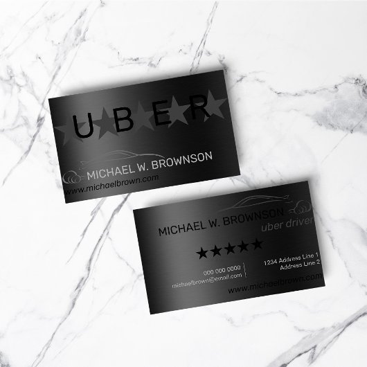 Metallic Gray Silver Minimal Driver Auto Visitenkarte