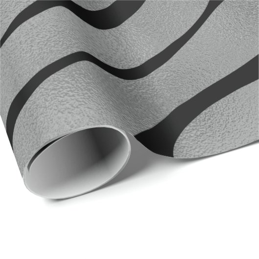 Metallic gray Zebra Pattern Geschenkpapier (Rolleneckpunkt)