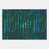 Metallic Green Lila Turquoise Stripes Script Geschenkpapier Set (Vorderseite 3)