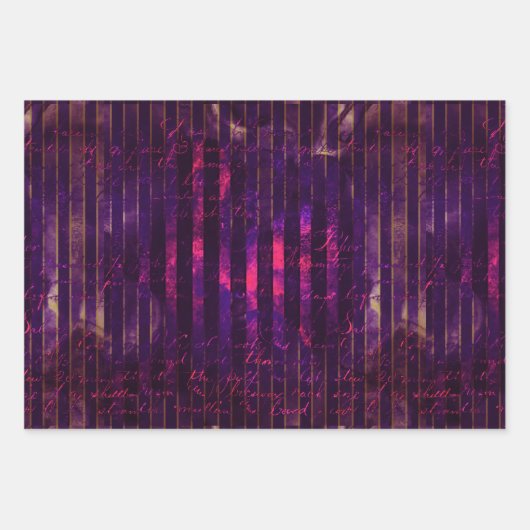 Metallic Green Lila Turquoise Stripes Script Geschenkpapier Set (Vorderseite 2)