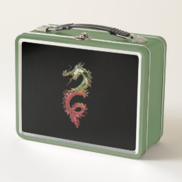 Metallic Green & Red Dragon Snake Metall Brotdose