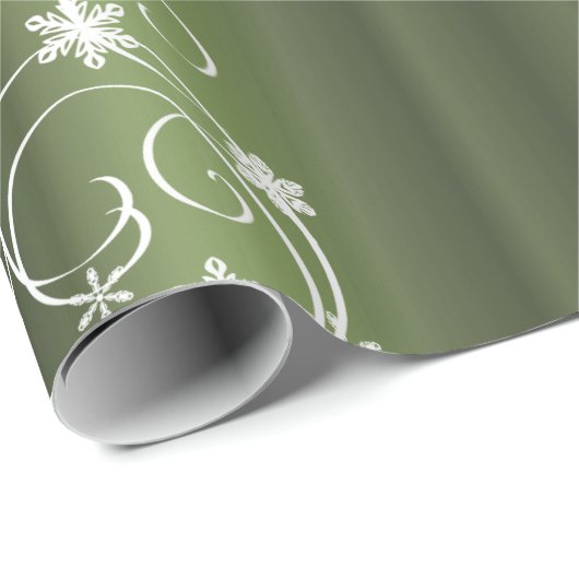 Metallic Green, White Wirbel Weihnachten Geschenkpapier (Rolleneckpunkt)