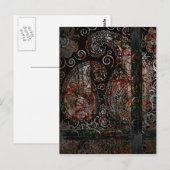 Metallic Grunge Paisley Red Rust Gray mit Rivets Postkarte (Vorne/Hinten)