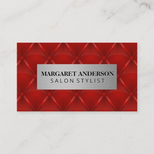 Metallic | Hintergrund für rotes Polstermaterial Visitenkarte (Vorderseite)