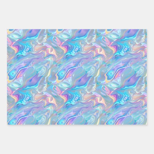 Metallic Holographic Pattern Blue Purple Girly Geschenkpapier Set (Vorderseite 2)