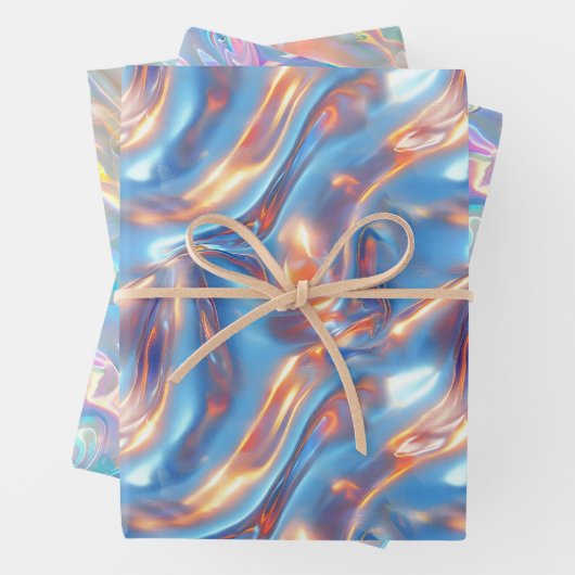Metallic Holographic Pattern Blue Purple Girly Geschenkpapier Set (Beispiel)