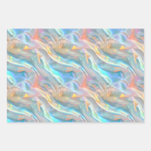 Metallic Holographic Pattern Blue Purple Girly Geschenkpapier Set (Vorderseite 3)