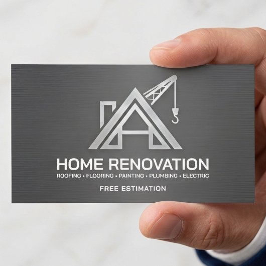 Metallic Home Renovation Structural Contractor Visitenkarte