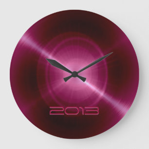 Metallic Hot Pink Stainless Steel Metal Große Wanduhr