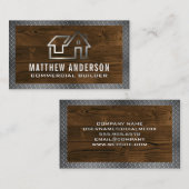 Metallic-House-Logo | Holz und Metall Visitenkarte (Vorne/Hinten)