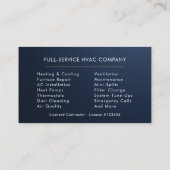 Metallic HVAC Navy Blue Gold Modern Visitenkarte (Rückseite)