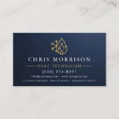 Metallic HVAC Navy Blue Gold Modern Visitenkarte (Vorderseite)