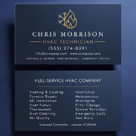 Metallic HVAC Navy Blue Gold Modern Visitenkarte