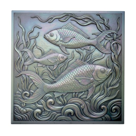 Metallic Iridescent Fish ID1223 Fliese (Vorderseite)